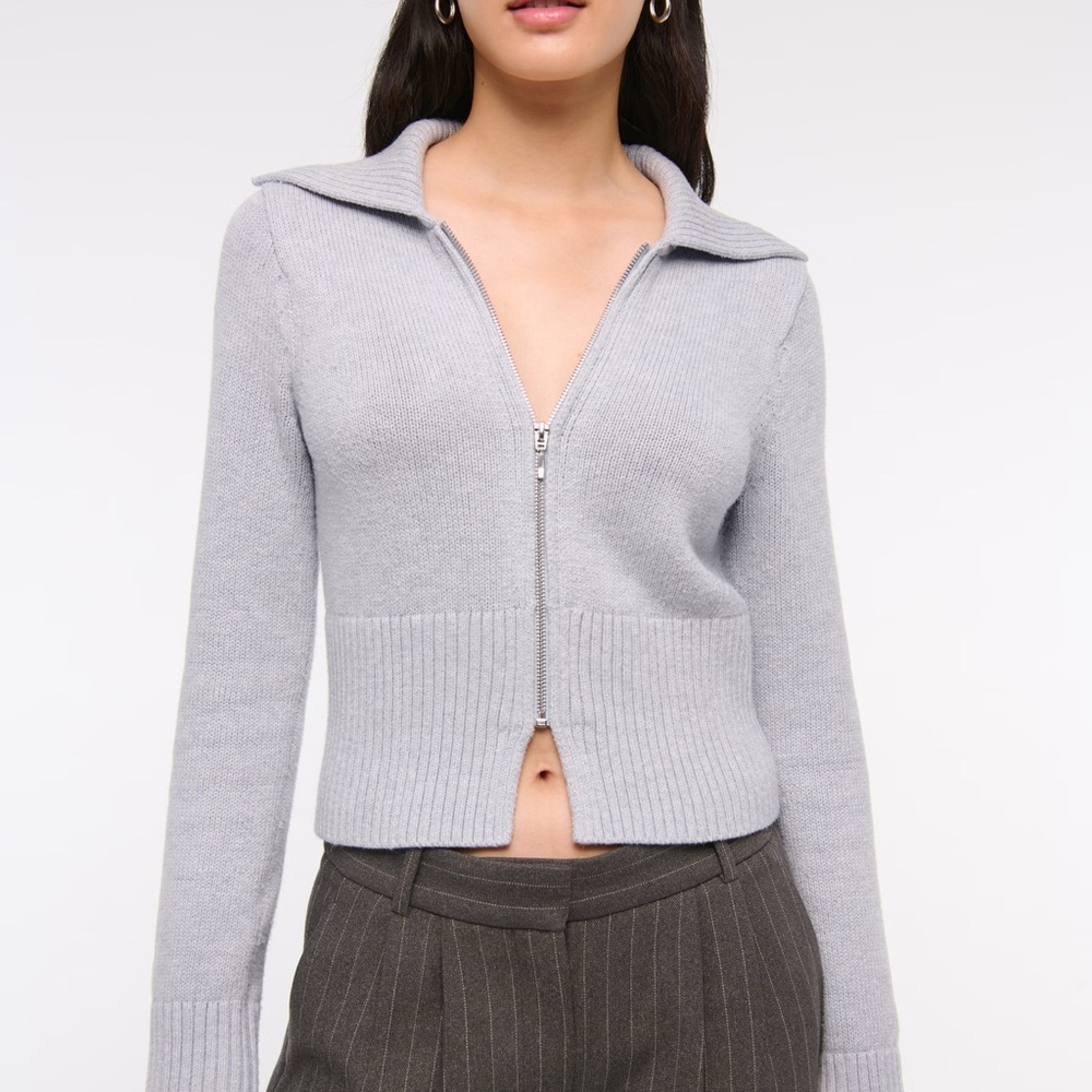 Abercrombie zip up knit sweater - black - S